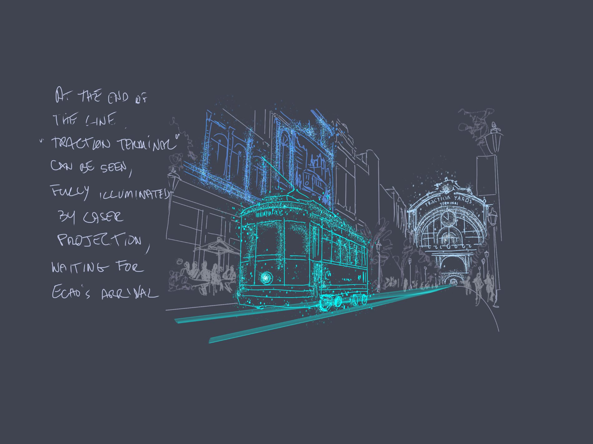 Original storyboards · The passing apparition and the illuminated terminal — image 2
